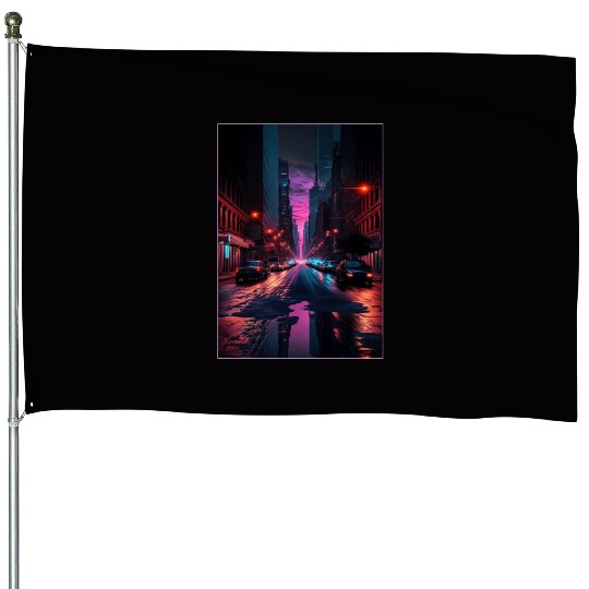 New York Vaporwave Aesthetic Retro Style Love NY House Flags