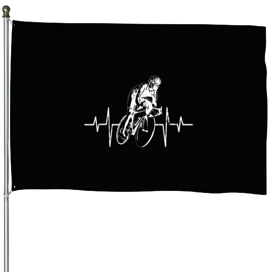 Cycling Heartbeat, Racing lover, Bicycle Line Bike House Flags
