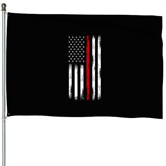 Thin Red Line Firefighter American Flag House Flags
