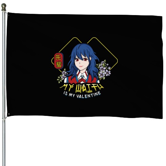 My Waifu Anime Valentines Hearts Day Valentines House Flags