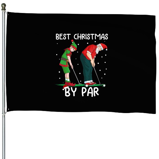 Golf Elf Golfer Christmas Santa Claus Golfing House Flags