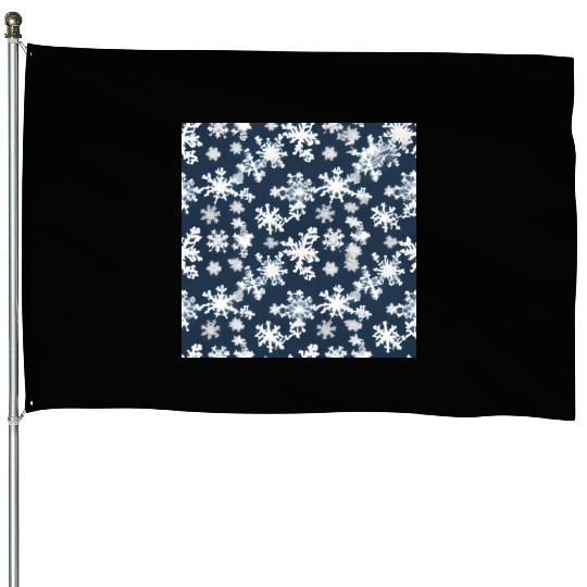 Snow pattern on navy blue background House Flags