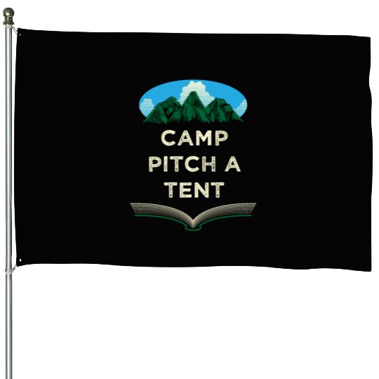 Camp Pitch a Tent Summer Camping Tropical Camper W House Flags