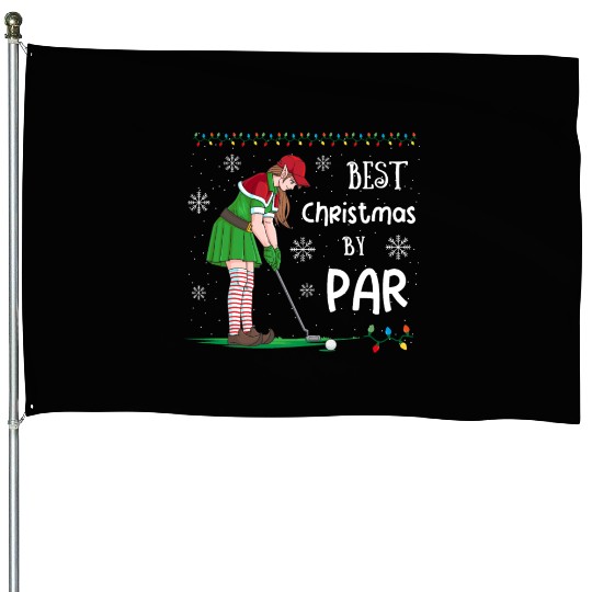 Golf Elf Pun Golfer Christmas Golfing House Flags