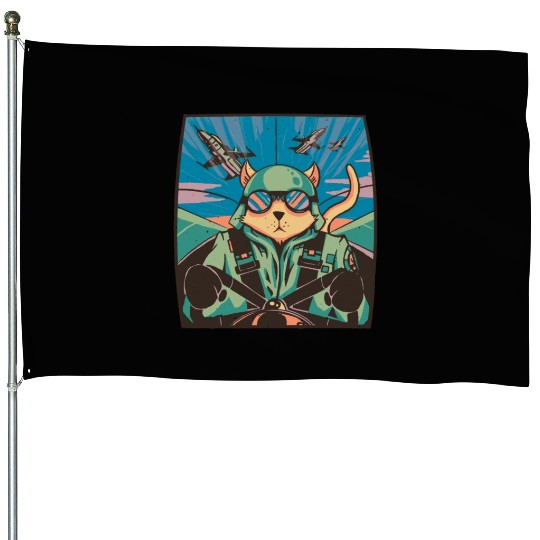 Fighter jet pilot-cat Fighter jet pilot-cat inspir House Flags