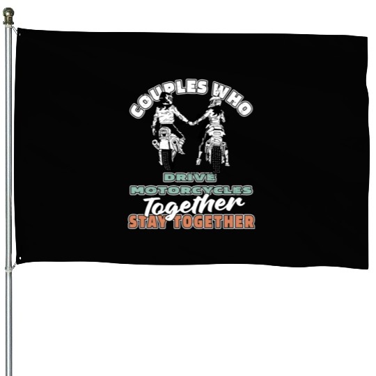 Motorcycle Couple House Flags