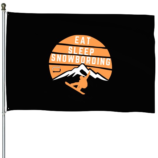 Eat sleep snowboarding repeat Winter sport lover House Flags
