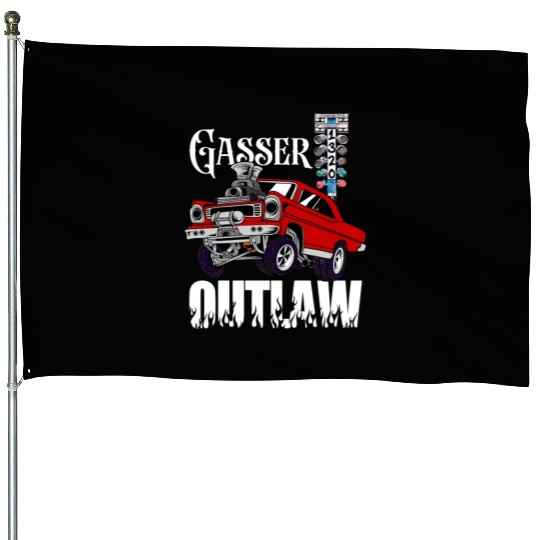 Gasser Outlaw Class Vintage Drag Racing Race Car House Flags