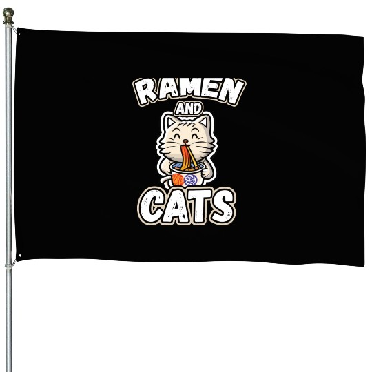 Ramen and cats House Flags