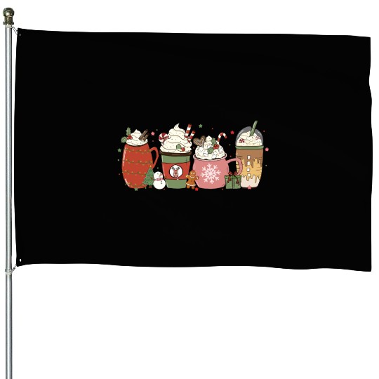 Hot Chocolate Cup Peppermint Mocha House Flags