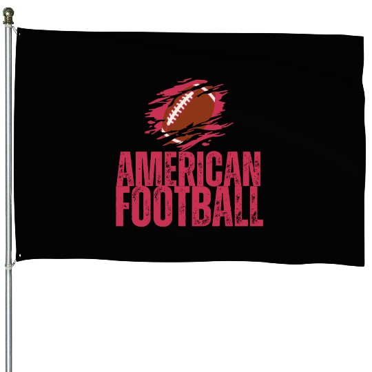 Red American Football Sport Design Game Day Tees House Flags