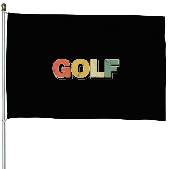 Golf Retro Typography Golfer Outdoor Sport Golfing House Flags