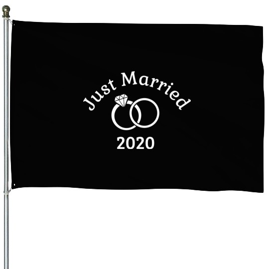 Matching Couple Bride Groom Newlywed Just Married House Flags