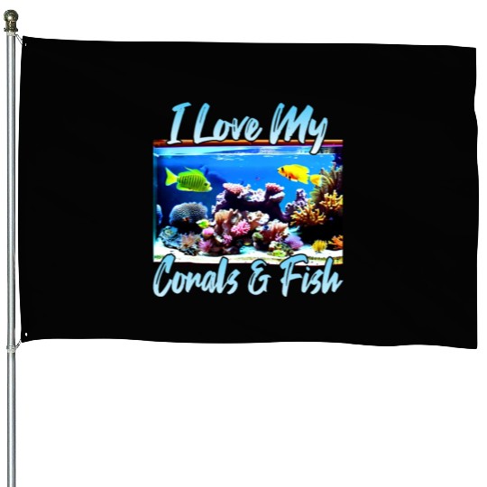 Saltwater aquarium coral fish House Flags