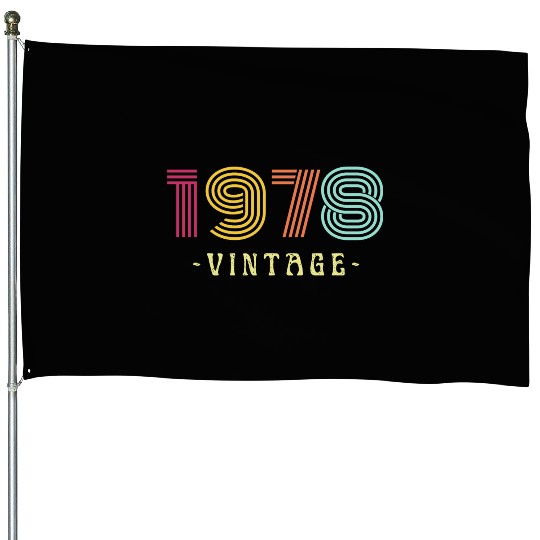 Neon Rainbow Retro Birthday Year Vintage 1978 House Flags