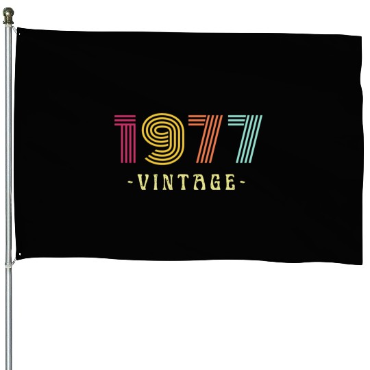 Neon Rainbow Retro Birthday Year Vintage 1977 House Flags