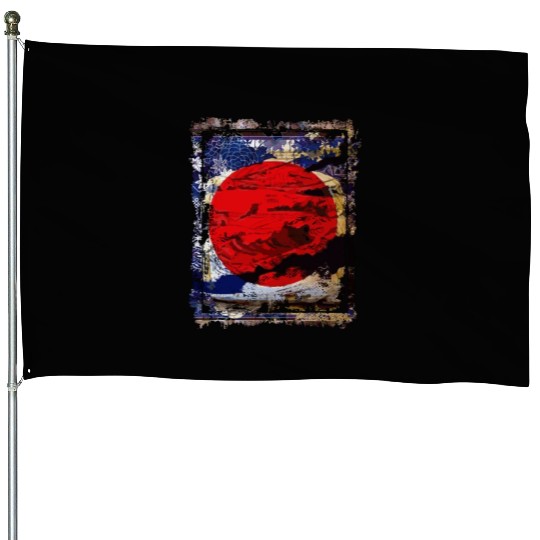 Japan Flag Red Circle Blue Mountain Collage Art 74 House Flags