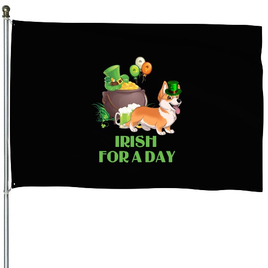 Irish For A Day Pembroke Welsh Corgi St Patricks House Flags