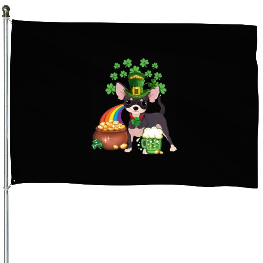 ST Patricks Day Chihuahua Dog Irish House Flags