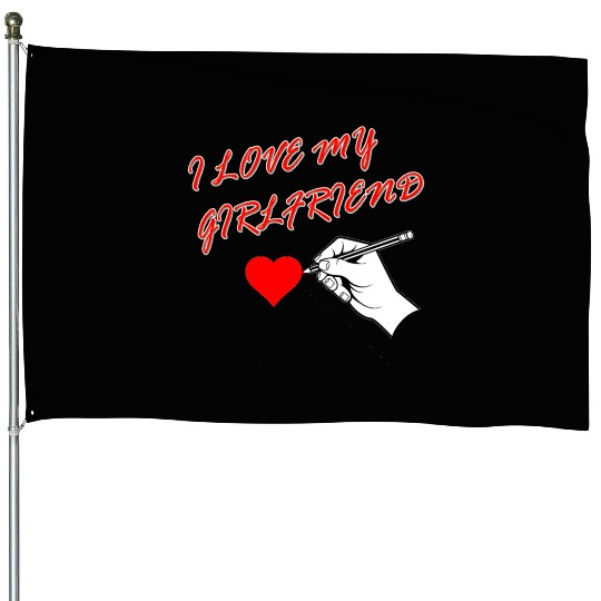 i love my girlfriend red House Flags