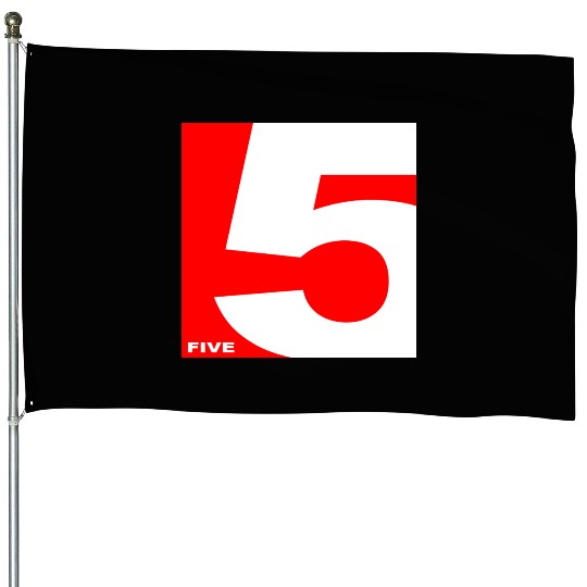 NUMBER 5 RED House Flags