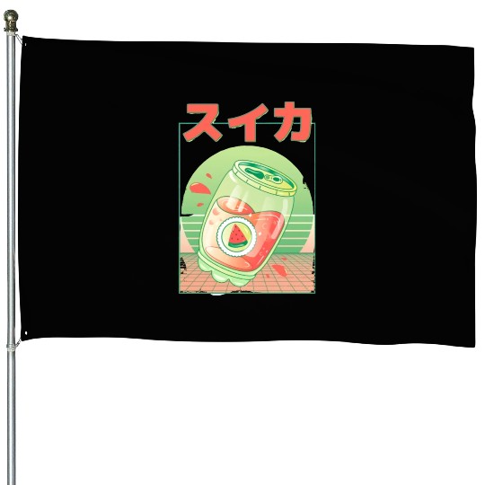 90s Japanese Watermelon Soda Vaporwave House Flags
