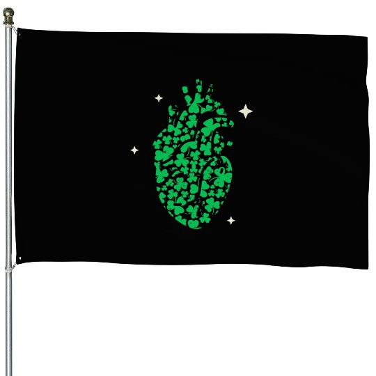 Shamrock Heart Cardiac Nurse St Patricks Day House Flags