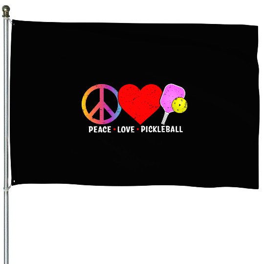 PEACE LOVE PICKLEBALL House Flags