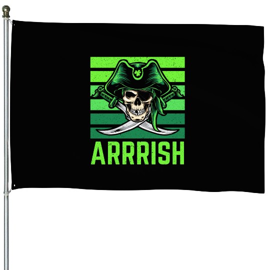 Shenanigan St. Patricks Day Irish Pirate Shamrock House Flags