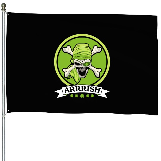 Shenanigan St. Patricks Day Irish Pirate Shamrock House Flags