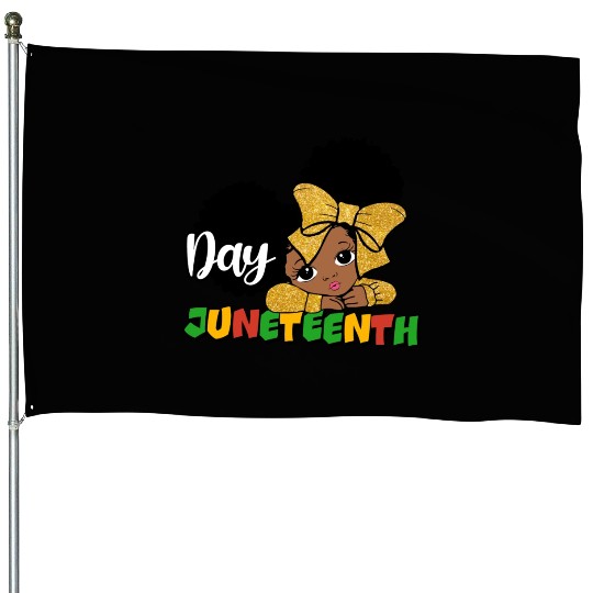 Juneteenth Day Celebration Afro Girl House Flags