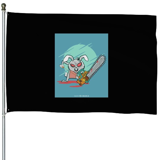 Angry rabbit chainsaw Angry rabbit chainsaw inspir House Flags