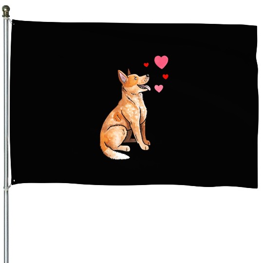 Dog Love with Heart House Flags