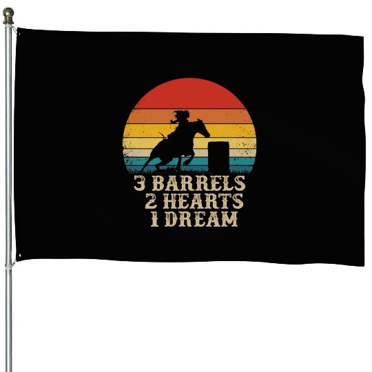 Barrel Racing Horse Riding 3 Barrels 2 Hearts 1 Dr House Flags