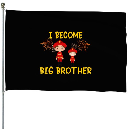 Big brother fire truck fireman House Flags
