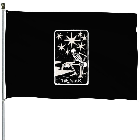 The Star Skeleton Skull Tarot Card House Flags