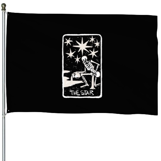 The Star Skeleton Skull Tarot Card House Flags