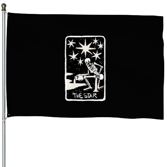 The Star Skeleton Skull Tarot Card House Flags