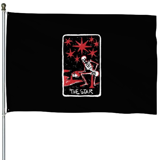 The Star Blood Red Skeleton Skull Tarot Card House Flags