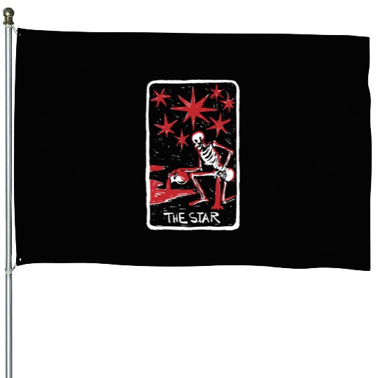 The Star Blood Red Skeleton Skull Tarot Card House Flags