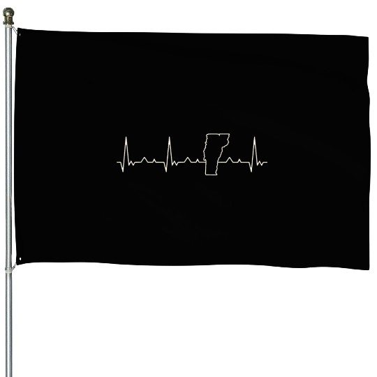 Vermont State USA. Heart. Love. EKG. Pulse. Beat. House Flags