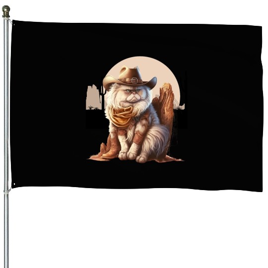 Cat Cowboy Hat meow Cowboy Cat Meme House Flags
