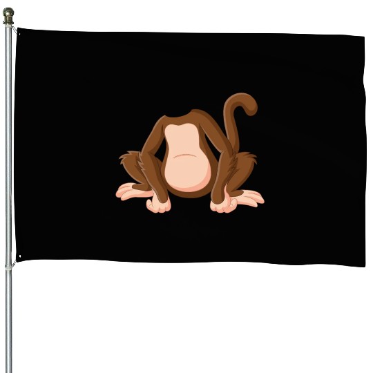 Funny Monkey Chimpanzee - Funny Orangutan Monkey House Flags