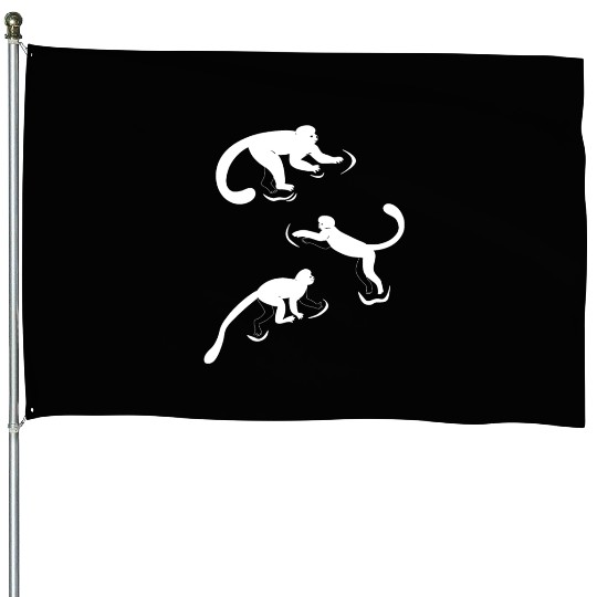 Chimpanzee Orangutan Monkeys - Cute Monkeys House Flags