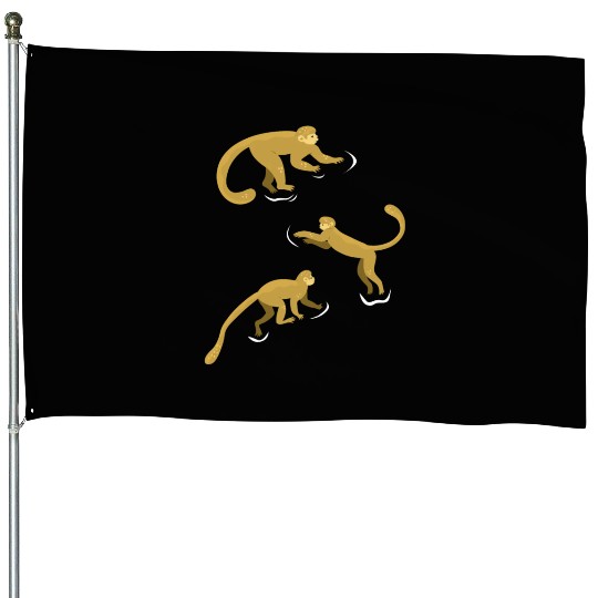 Chimpanzee Monkey Orangutan Monkey - Cute Monkey House Flags