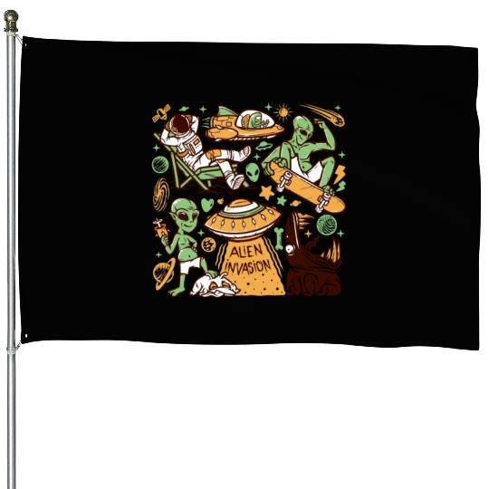 Alien drawings House Flags