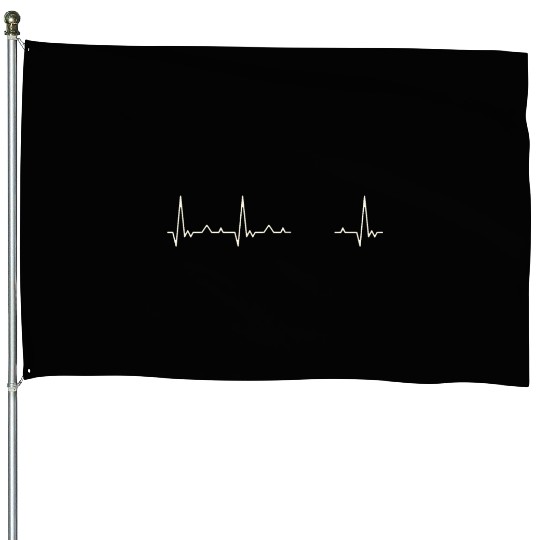 Piano Playing Woman Pianist. Heart. Love. EKG. House Flags