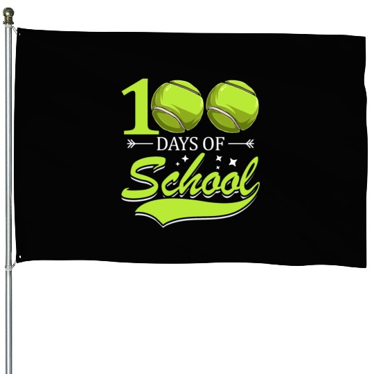 100 Days Of School Tennis Sports Game Athletic House Flags