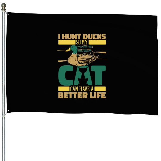 Duck Hunting Cat House Flags