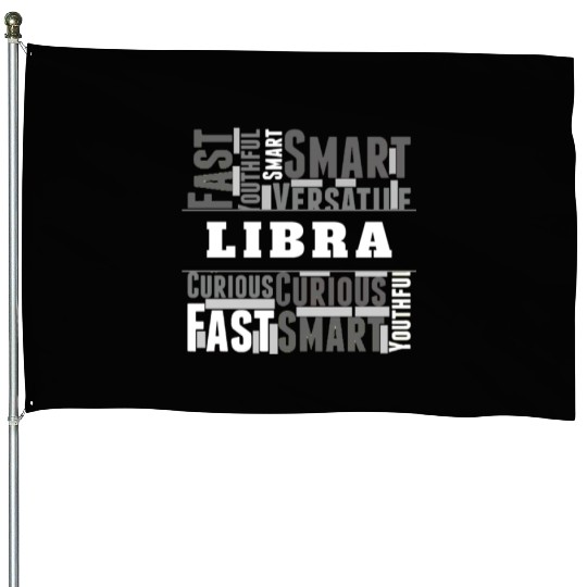 Libra Zodiac Star Sign Word Cloud Square Monochrom House Flags